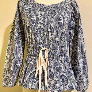 Spartina 449 Navy and White Paisley Blouse